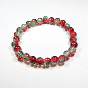 Elegant Red and Green Beaded Bracelet